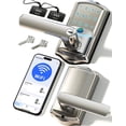 thumbnail image 1 of Veise WiFi Smart Lever Lock, Fingerprint Keyless Entry Door Lock with Handle, Built-in WiFi, Remote App Control, IP65 Waterproof, Satin Nickel, 1 of 9