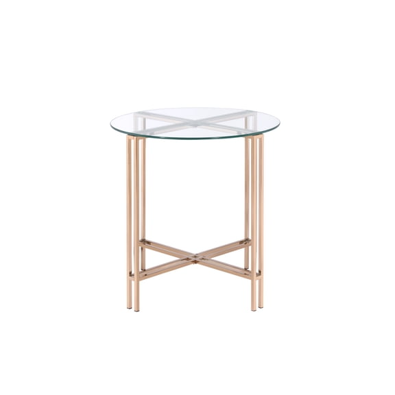 Veises Clear Glass Top with Champagne Finish End Table