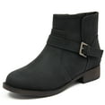 thumbnail image 1 of Veittes Women's Ankle Boots - Classic Side Zip, Cover with Buckle Strap, Comfortable Platform, Round Toe, Low Chunky Heel Comfort Slip On Fashion Black Boots.(PU,8), 1 of 6