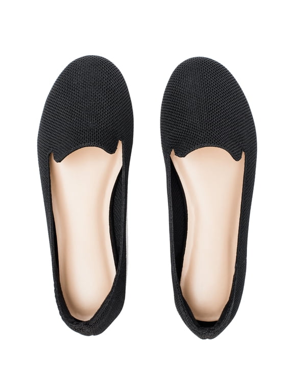 Women's Wide Width Flat Shoes, Round Toe Slip On Casual Dress Office Shoes.