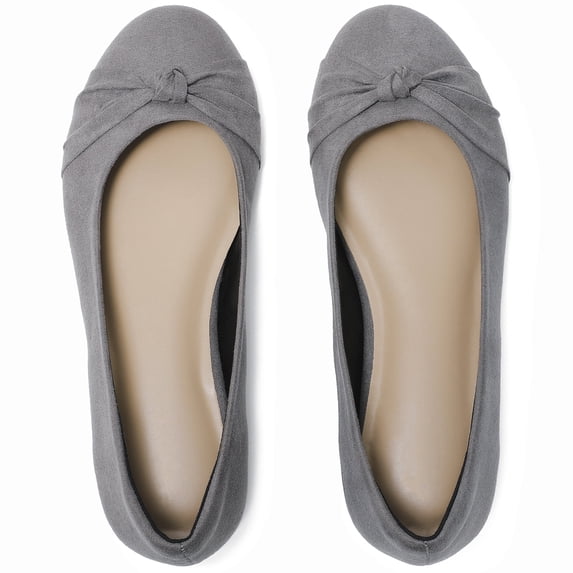 Veittes Women's Wide Width Flats Shoes - Round Toe Bow Comfortable Casual Ballet Shoes.