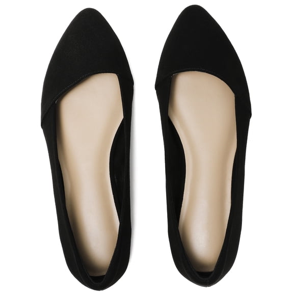 Veittes Women's Wide Width Suede Ballet Flats - Pointed Toe, Anti-Slip Sole, Comfortable for Office.