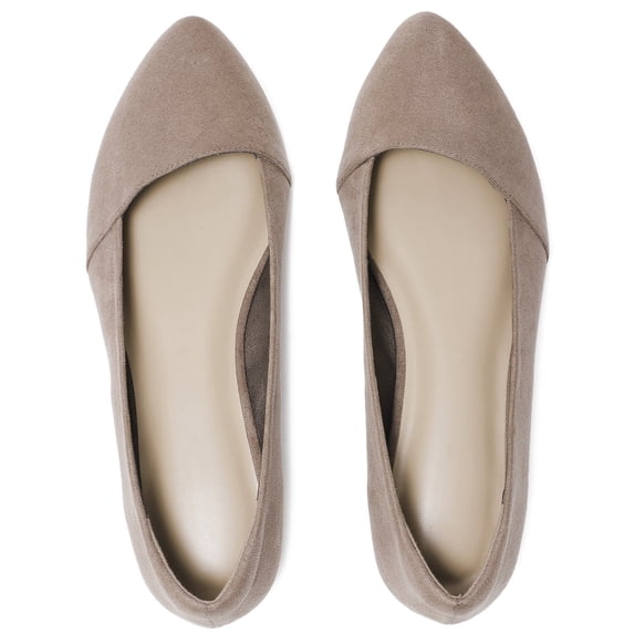 Veittes Women's Wide Width Suede Ballet Flats - Pointed Toe, Anti-Slip Sole, Comfortable for Office.