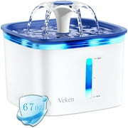Veken 67oz/2L Pet Fountain, Automatic Cat Water Fountain Dog Water Dispenser with Replacement Filters for Cats, Dogs, Multiple Pets (Vivid Blue, Plastic)