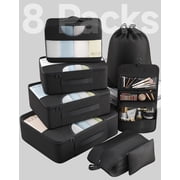 Veken 8 Set Packing Cubes for Travel Essentials, Suitcase Organizer Bags in 4 Sizes, Carry-On Luggage Accessories with Large Laundry & Toiletry Bag for Airplane, Road Trip & Camping