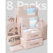 Veken 8 Set Packing Cubes for Travel, Beach Vacation Essentials Accessories, Suitcase Organizer Bags for Luggage with Hanging Toiletry & Shoe Bag, Birthday Gifts for Women Mom Her