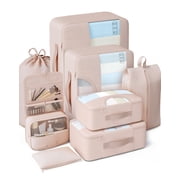 VEKEN 8 Set Packing Cubes for Travel, Beach Vacation Essentials Accessories, Suitcase Organizer Bags for Luggage with Hanging Toiletry & Shoe Bag, Birthday Gifts for Women Mom Her