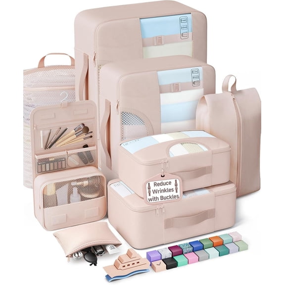 Veken 8 Set Packing Cubes, Durable Organizers Users Recommend for Flying, Carry-On Travel Accessories and Luggage Organization, Dutch Cream