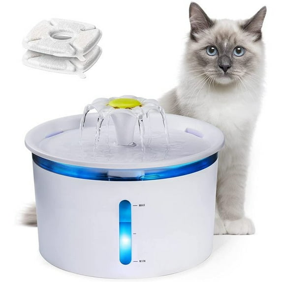 Veken Cat Water Fountain, 85oz/2.5L, Automatic Dog Water Dispenser with Switchable LED Lights, 2 Replacement Filters