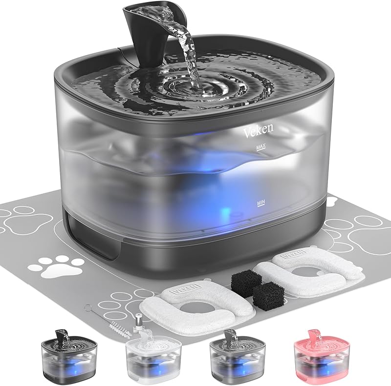 Veken Cat Water Fountain with Detachable Tank, Easy to Clean & Assemble