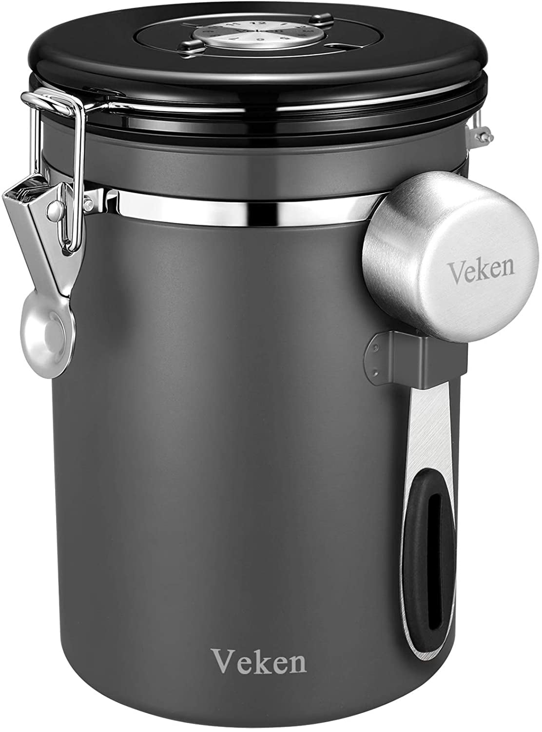  HOKEKM Airtight Coffee Canister, Stainless Steel Container for  The Kitchen, Coffee Ground Vault Jar with One Way Co2 Valve and Scoop, Tea  Coffee Sugar，Extra Coffee Spoon (Silver, 16OZ) : Home 