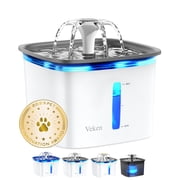 Veken Award Winner 95oz/2.8L Cat Water Fountain, Quiet Dispenser with Replacement Filters for Indoor Dogs, Pets in an Apartment, Easy Water Supply, Grey