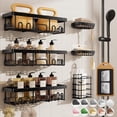 thumbnail image 1 of Veken Shower Caddy 6-Pack, Advanced Rustproof Design, No Drilling Adhesive Shelves, Rack with Soap Holder, Large Capacity Bathroom Organizers and Storage, Wall-Mounted Kitchen & Home Decor, Black, 1 of 14