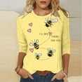 thumbnail image 1 of Vekome Bee Day Womens Blouses 3/4 Sleeve Plus Size Pullover Tops Loose Crewneck Holiday Tee Shirts Holiday Blouses, 1 of 5