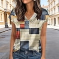thumbnail image 1 of Vekome Blouses for Women Plus Size Summer Plus Size Short Sleeve T Shirts V Neck Casual Pullover Satin Print Tops Khaki, 1 of 6