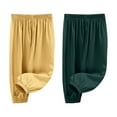 thumbnail image 1 of Vekome Boys Girls Pants Elastic Waist 2 Pack Pants Viscose Lightweight Tapered Casual Trousers Loose Bottoms with Pockets, 1 of 8