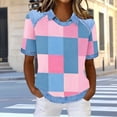 thumbnail image 1 of Vekome Casual Tops for Women Short Sleeve Plus Size Shirts Loose Collared Tee Shirts Plaid Summer Pullover Tops Pink M, 1 of 5