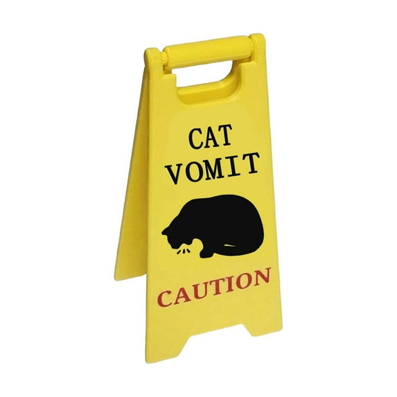 Vekome Cat Vomit Sign, Dog Vomit Sign, Cat Vomit Caution Sign, 4 " Funny Cat Sign Decor, Cats Live Here Novelty Desk Sign, Yard Warning Sign