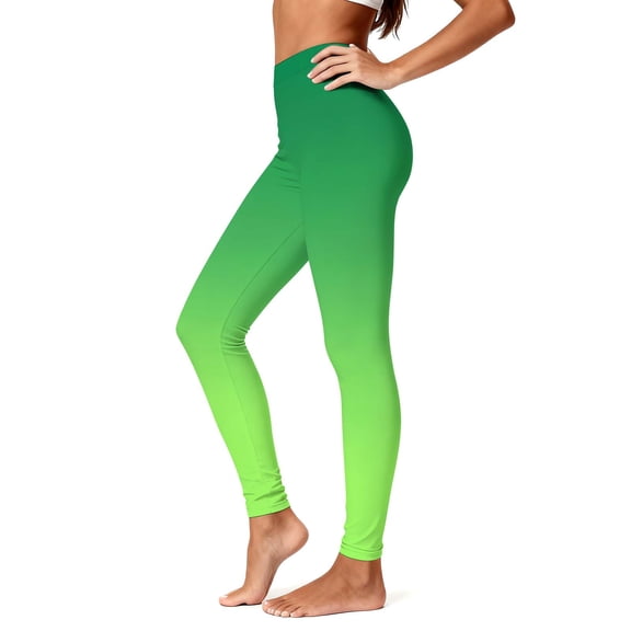 Vekome Green Womens Leggings Plus Size St Patricks Day High Waisted Yoga Pants Seamless Gradient Lightweight Running Tights L