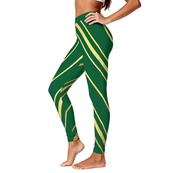 Vekome Green Womens Leggings Plus Size St Patricks Day High Waisted Yoga Pants Seamless Striped Lightweight Running Tights L