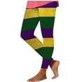 thumbnail image 1 of Vekome Leggings for Women Mardi Gras High Waisted Yoga Pants Seamless Color Block Lightweight Running Tights Purple M, 1 of 6