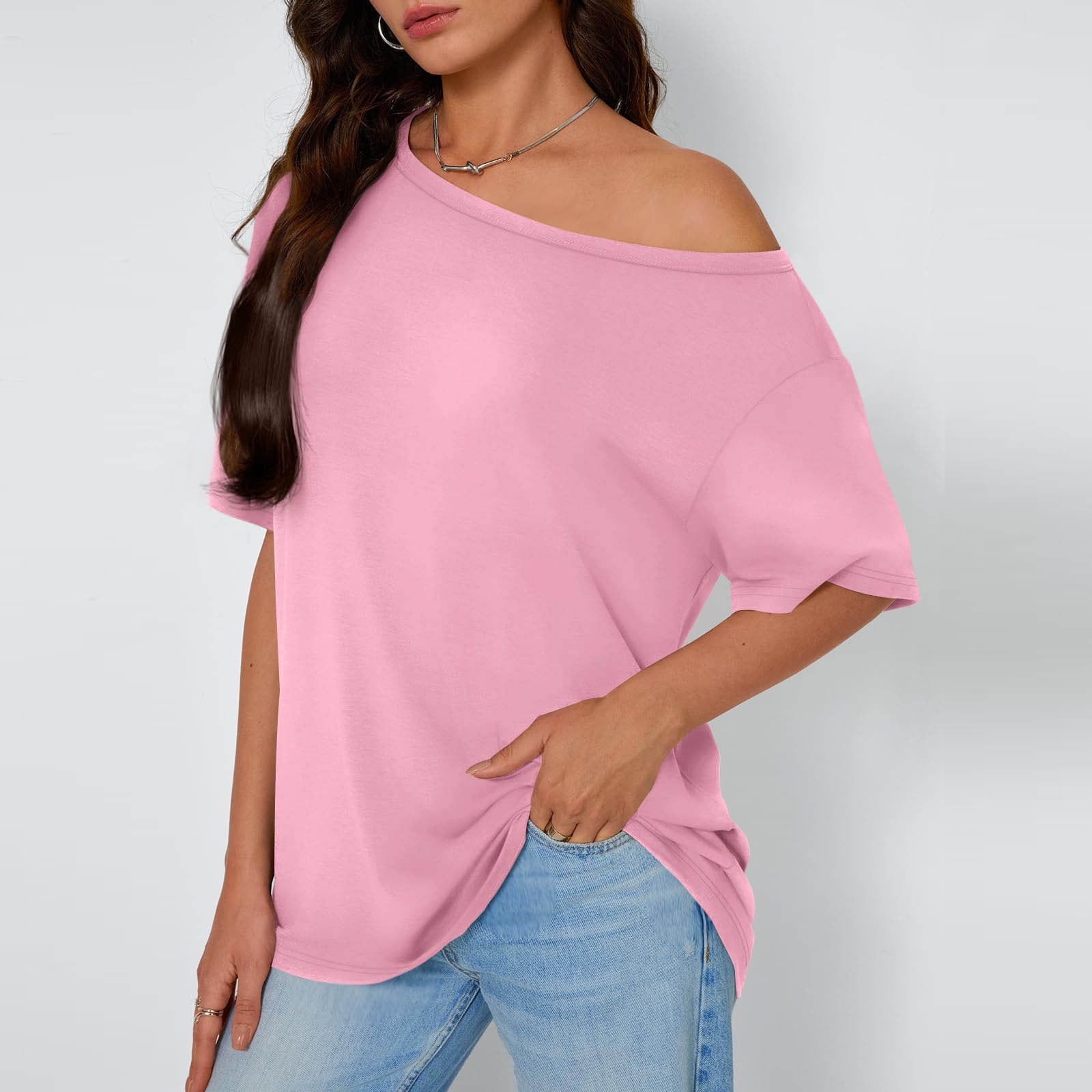 Vekome Loose Short Sleeve Shirts for Women Plus Size Pullover Tops Off ...