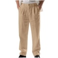 thumbnail image 1 of Vekome Lounge Pants Men Big and Tall Button Cropped Pants Lightweight Straight Leg Casual Trousers Loose Bottoms with Pockets, 1 of 8