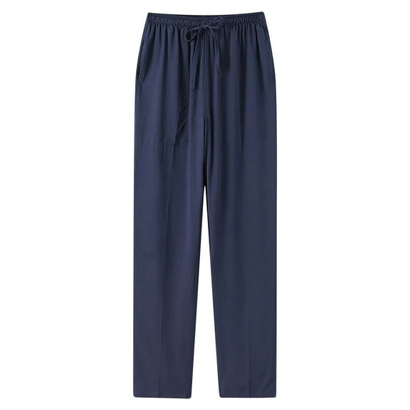 Vekome Lounge Pants for Men Big and Tall Elastic Waist Pants with Drawstring Lightweight Straight Leg Casual Trousers Loose Bottoms Pockets