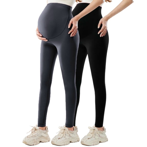 Vekome Maternity Leggings for Women High Waisted Yoga Pants Seamless Solid Lightweight Tights Dark Gray XL