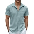 thumbnail image 1 of Vekome Men Button down Shirts with Collar Big and Tall Short Sleeve Tops Casual Blouses Solid Color Summer Tee Shirts with Pockets, 1 of 5