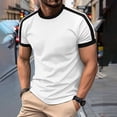 thumbnail image 1 of Vekome Men Short Sleeve Tops Big and Tall Shirts Crewneck Workout Tee Shirts Color Block Summer Pullover Tops White 2XL, 1 of 8