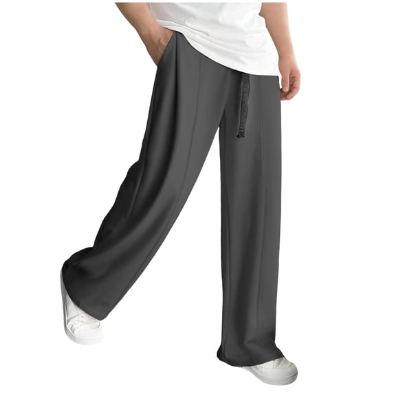 Vekome Men's Pants Elastic Waist Big and Tall Pants with Drawstring Lightweight Straight Leg Casual Trousers Loose Bottoms