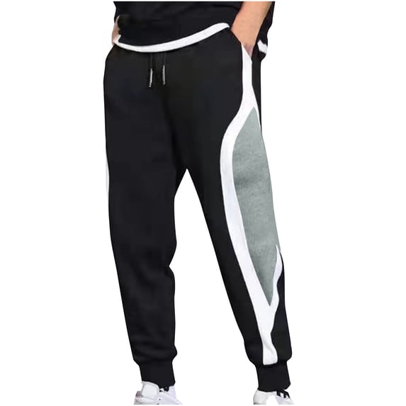 Vekome Mens Lounge Pants Elastic Waist Big and Tall Joggers with Drawstring Lightweight Casual Trousers Color Block Loose Bottoms Pockets