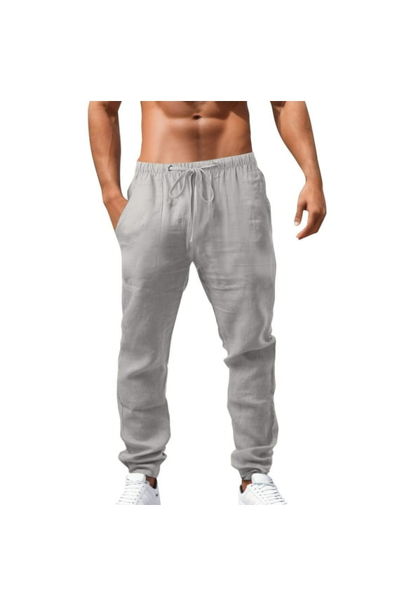 Mens Pants Casual Comfy Big and Tall Elastic Waist Pants Lightweight Tapered Trousers Loose Bottoms Gray 5XL