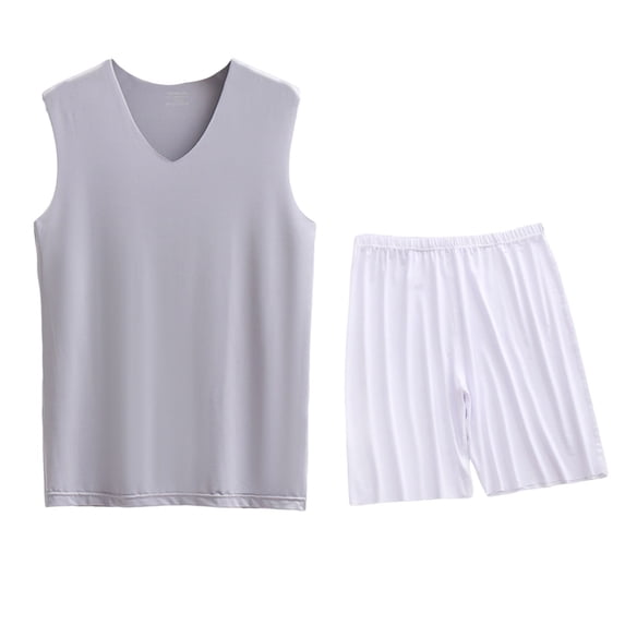 Vekome Mens Workout Sets 2 Piece Viscose Solid Color Lounge Sets Outfits Sleeveless Tank Tops Short Matching Clothes