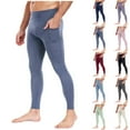 thumbnail image 1 of Vekome Mens Yoga Leggings with Pockets Butt Lift Pants Seamless Solid Lightweight Running Tights Blue L, 1 of 6