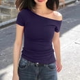 thumbnail image 1 of Vekome Short Sleeve Shirt for Women Pullover Tops Loose Off Shoulder Neck Casual Tee Shirts Solid Color Summer Blouses, 1 of 5