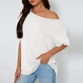 thumbnail image 1 of Vekome Short Sleeve Tops for Women Casual Plus Size Shirts Loose Off Shoulder Neck Tee Shirts Solid Color Summer Pullover Tops, 1 of 7