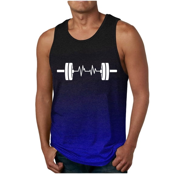 Vekome Sleeveless Tops for Men Big and Tall Sleeveless Shirts Crewneck Workout Tee Shirts Gradient Summer Pullover Tops