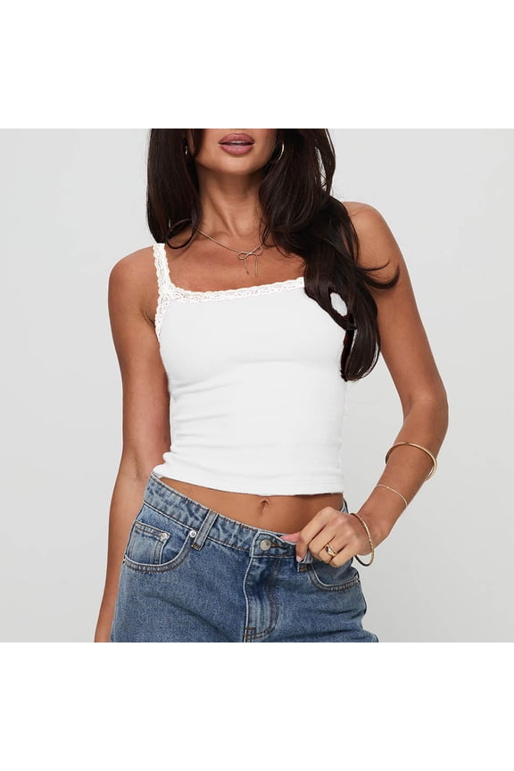 Sleeveless Tops for Women Plus Size Plus Size Sleeveless Shirts Square Neck Going Out Tee Shirts Solid Color Summer Pullover Tops