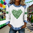 thumbnail image 1 of Vekome St Patricks Day Long Sleeve Shirt Women Plus Size Green Pullover Tops Crewneck Holiday Irish Themed Tee Shirts Heart Holiday Blouses, 1 of 5