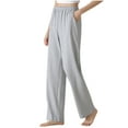 thumbnail image 1 of Vekome Women's Pants with Drawstring Plus Size Elastic Waist Pants Cotton Lightweight Straight Leg Casual Trousers Loose Bottoms Pockets, 1 of 5