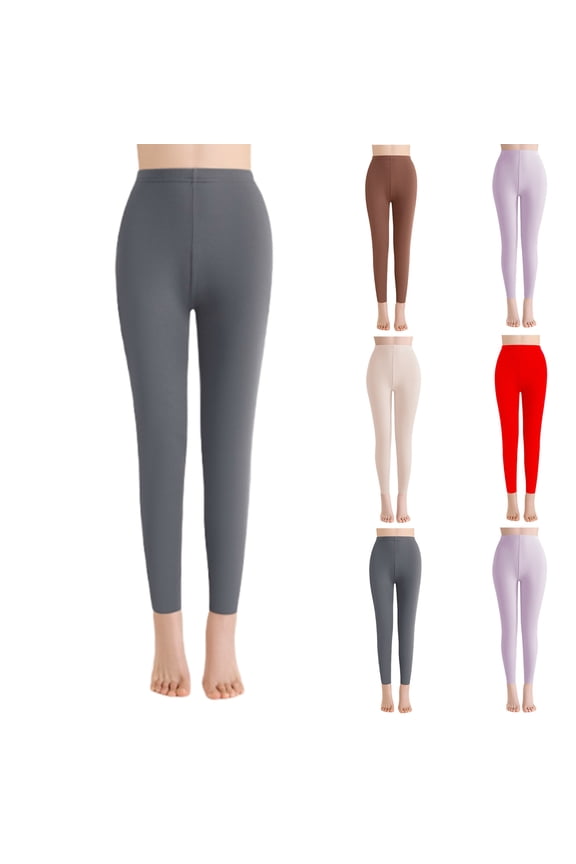 Women's Yoga Leggings Pants Seamless Solid Lightweight Running Tights Gray L