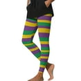 thumbnail image 1 of Vekome Womens Leggings Plus Size Mardi Gras High Waisted Yoga Pants Seamless Striped Lightweight Running Tights Multicolor L, 1 of 7