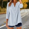 thumbnail image 1 of Vekome Womens Tops 3/4 Sleeve Plus Size Shirts Loose V Neck Casual Tee Shirts Button Solid Color Tunic Summer Pullover Tops, 1 of 6
