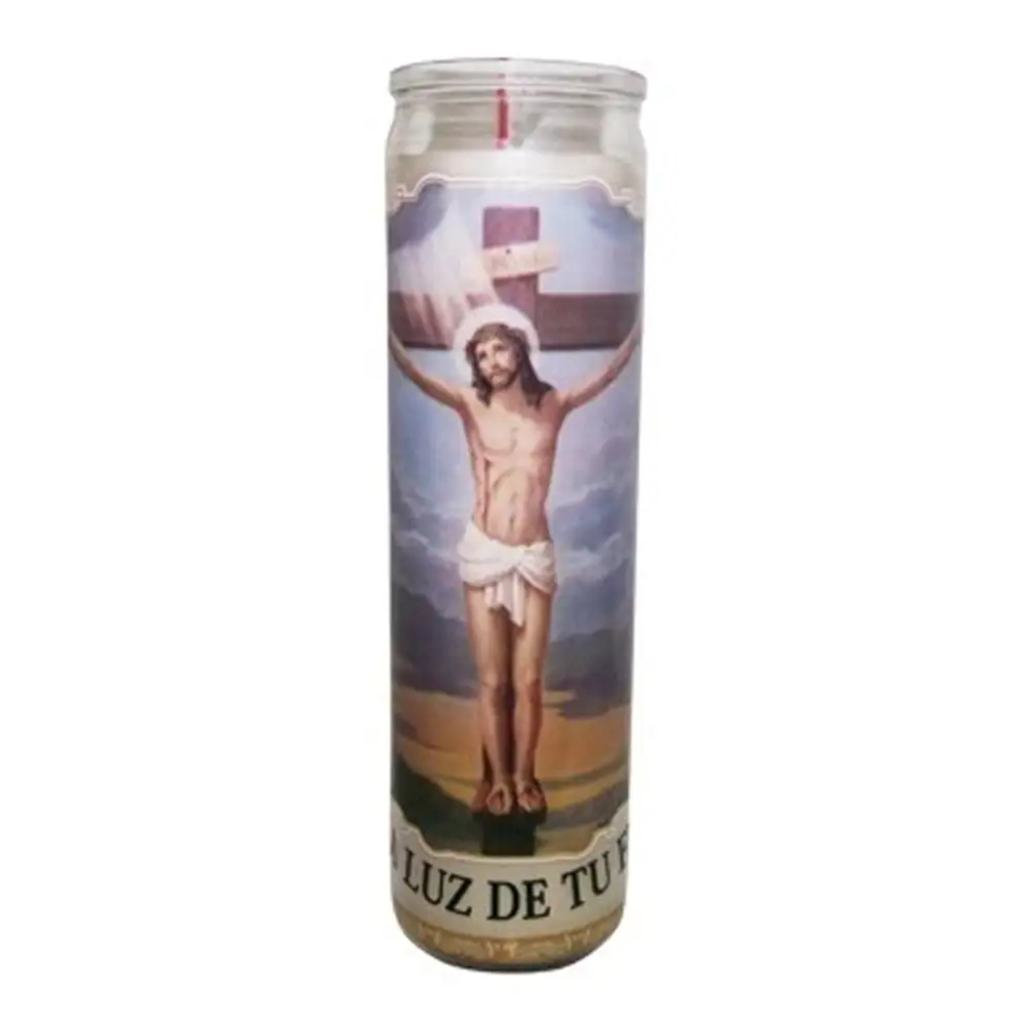 Vel Mex Jesus Crucificado White Candle tall Case 12 Units