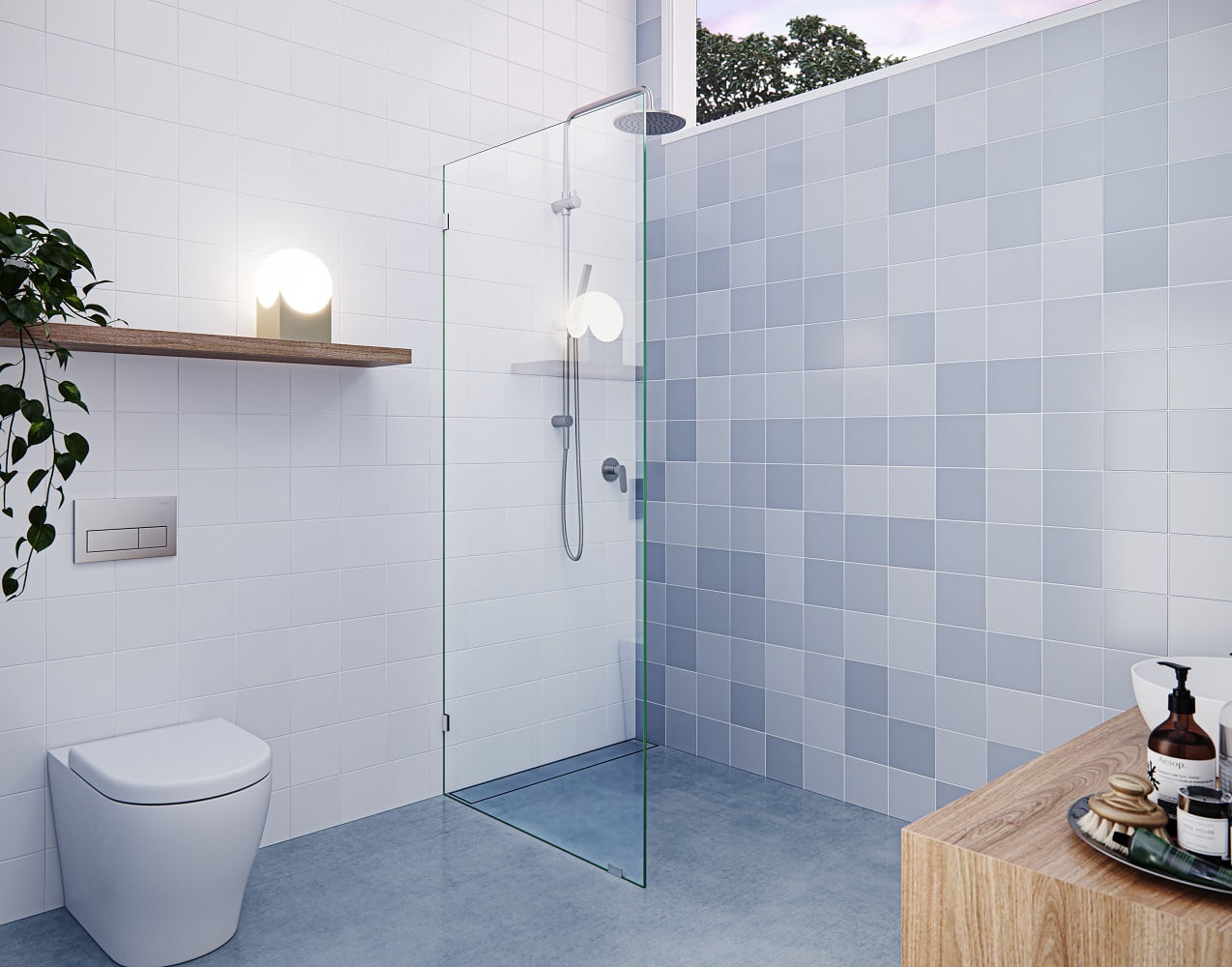Vela 32 in. x 78 in. Glass Shower Panel Single Fixed Panel