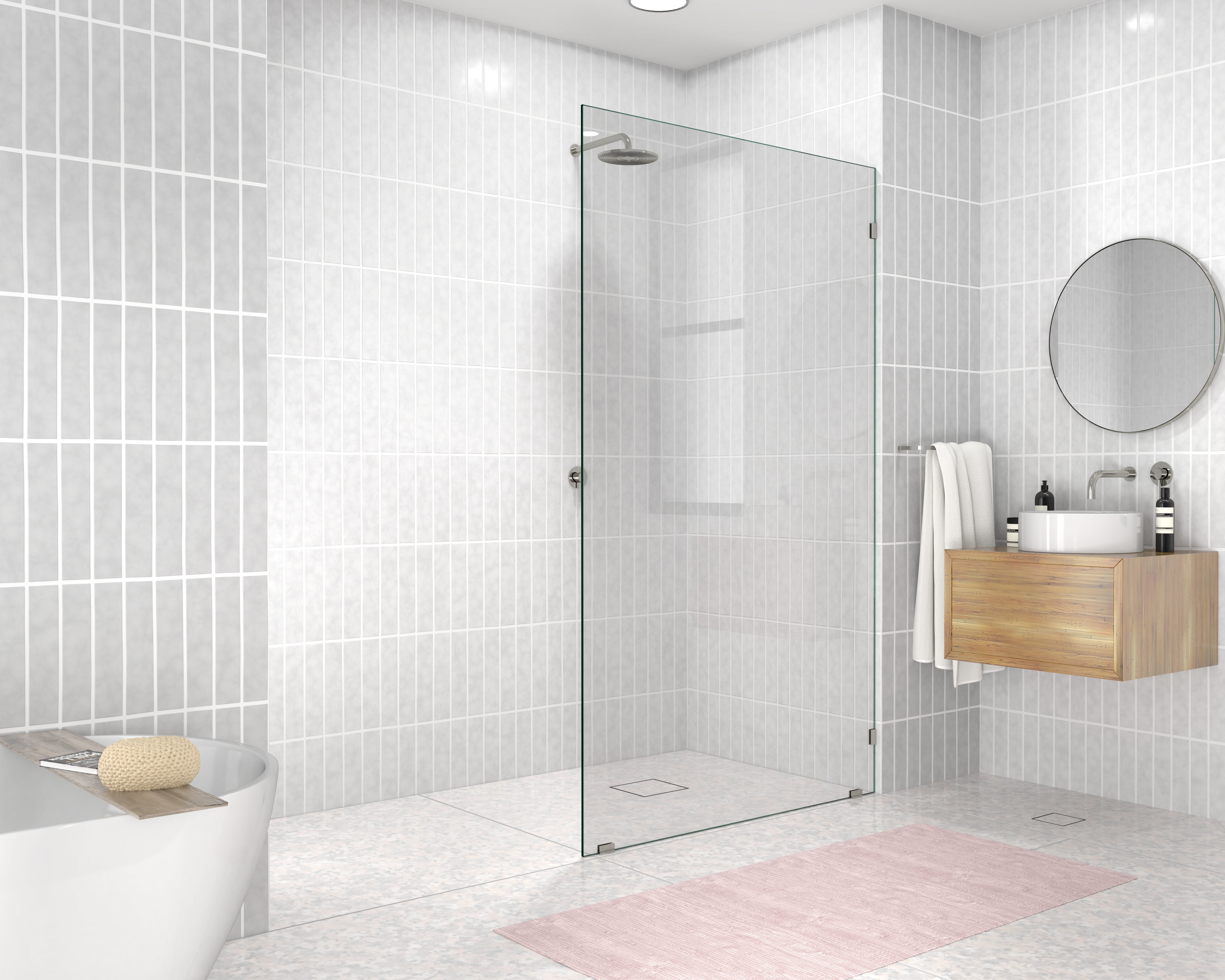Vela 47 in. x 78 in. Glass Shower Panel - Single Fixed Panel - Walmart.com