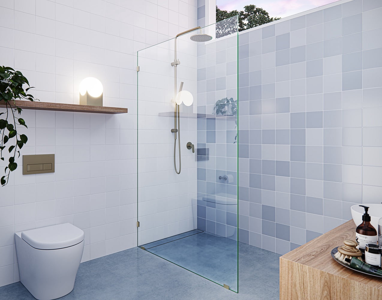 Vela 47 in. x 78 in. Glass Shower Panel - Single Fixed Panel