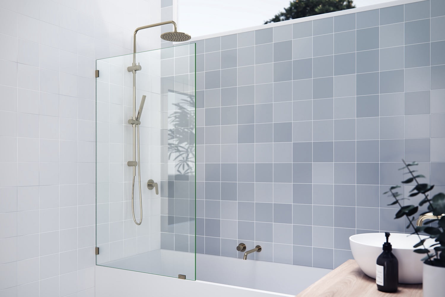 Vela 58.25 in. x 34 in. Frame-less Shower Bath Fixed Panel - Walmart.com